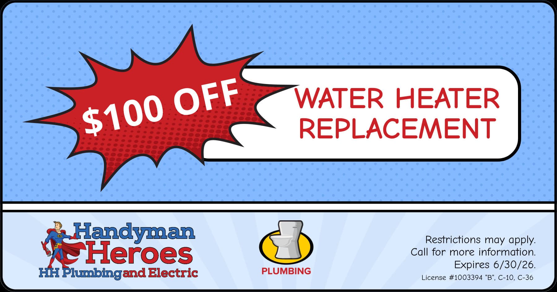 $100 Off Water Heater Replacement