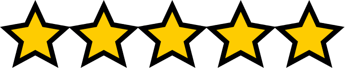 Review stars image of five yellow stars.